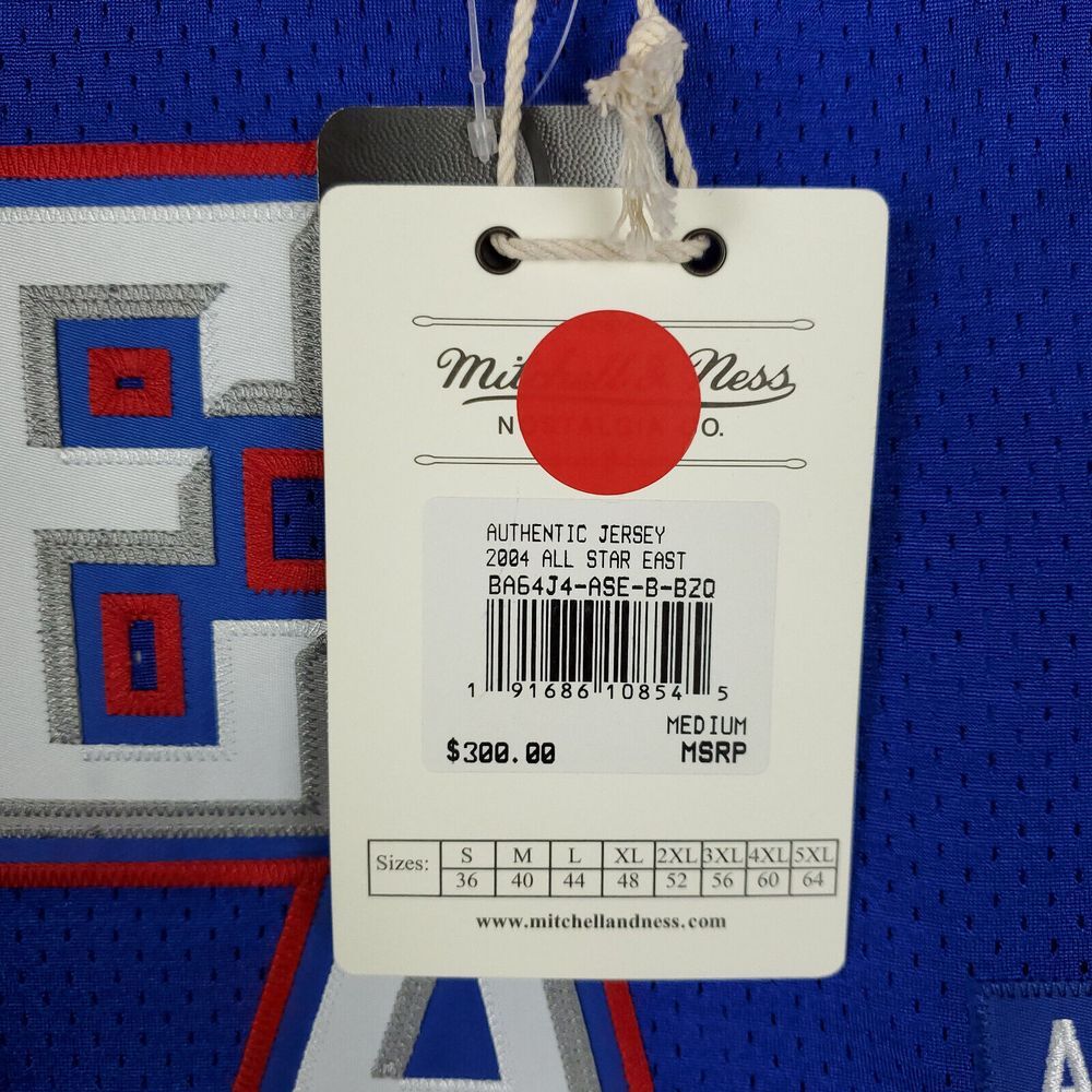 Allen Iverson Mitchell & Ness M Medium Authentic NBA All-Star Jersey Blue #3 NWT - Picture 7 of 11